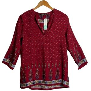 NWT Fun 2 Fun Boho Tunic Burgundy Size Small
